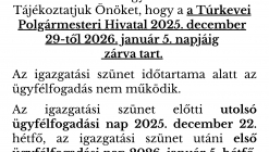 Igazgatási szünet a Túrkevei Polgármesteri Hivatalban