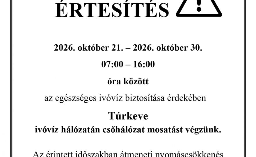A Tiszamenti Regionális Vízművek Zrt. tájékoztatója!